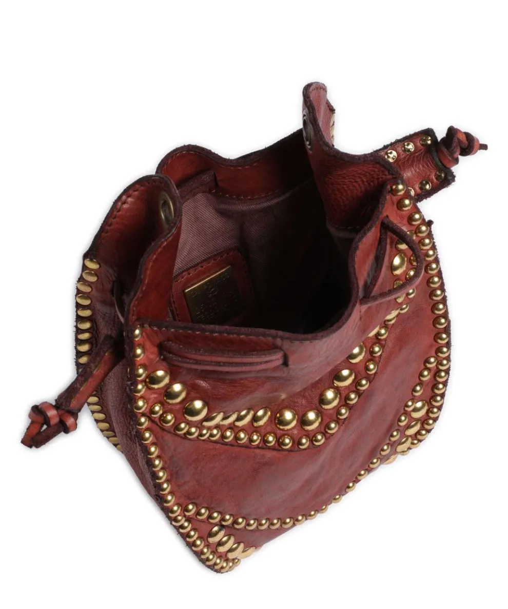 Bucket bag grained cow leather dark red
