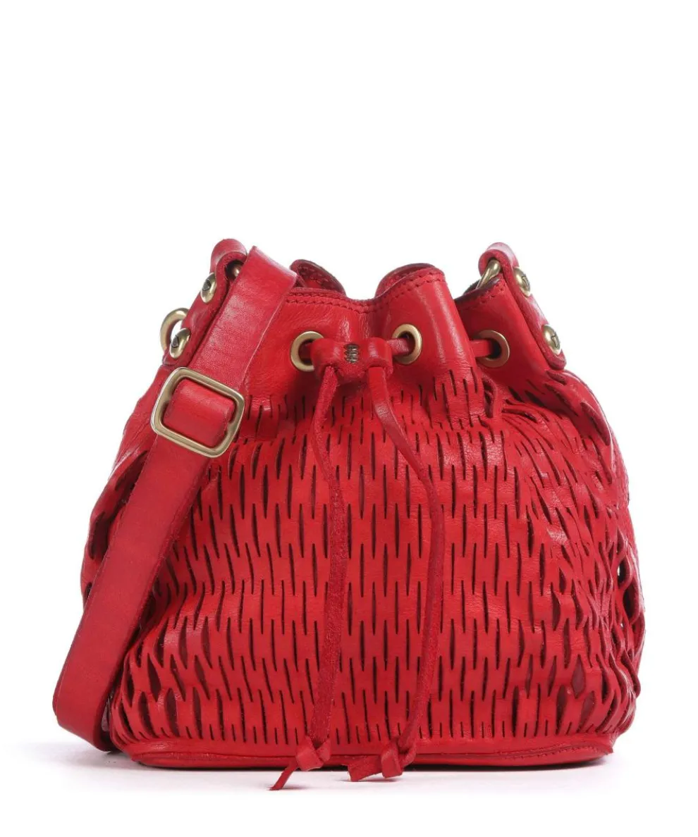 Bucket bag grained cow leather red