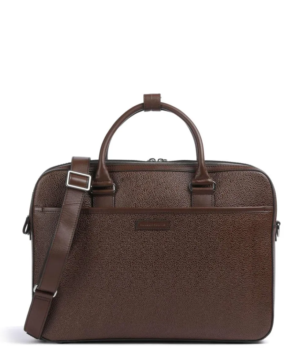Burin Briefcase 16″ grained cow leather dark brown