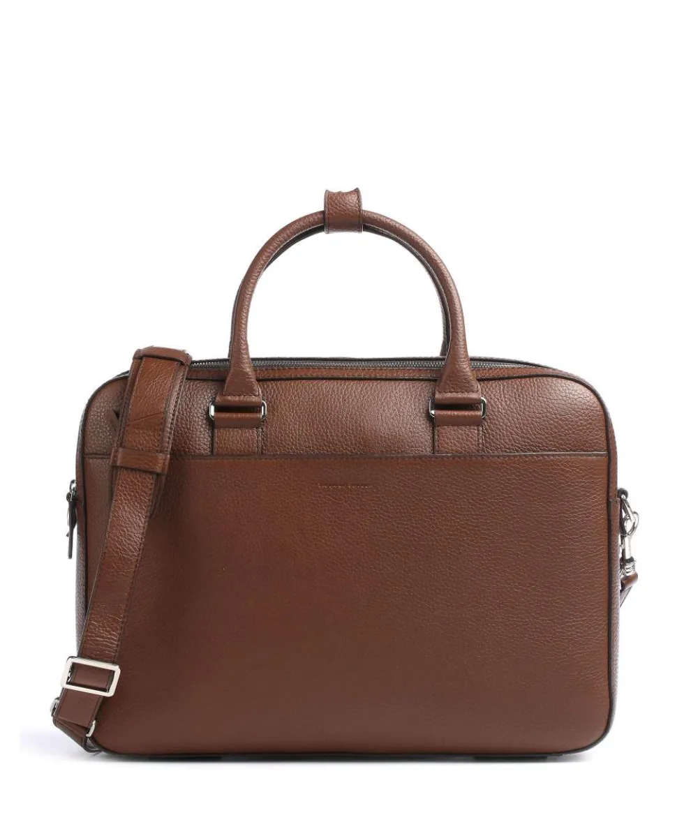 Burin Briefcase grained calfskin cognac