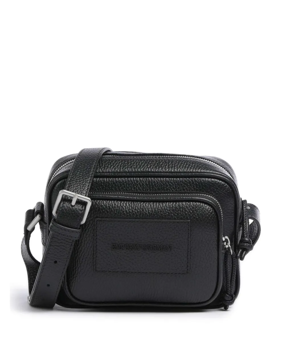 Business Regenerated Crossbody bag grained cow leather black