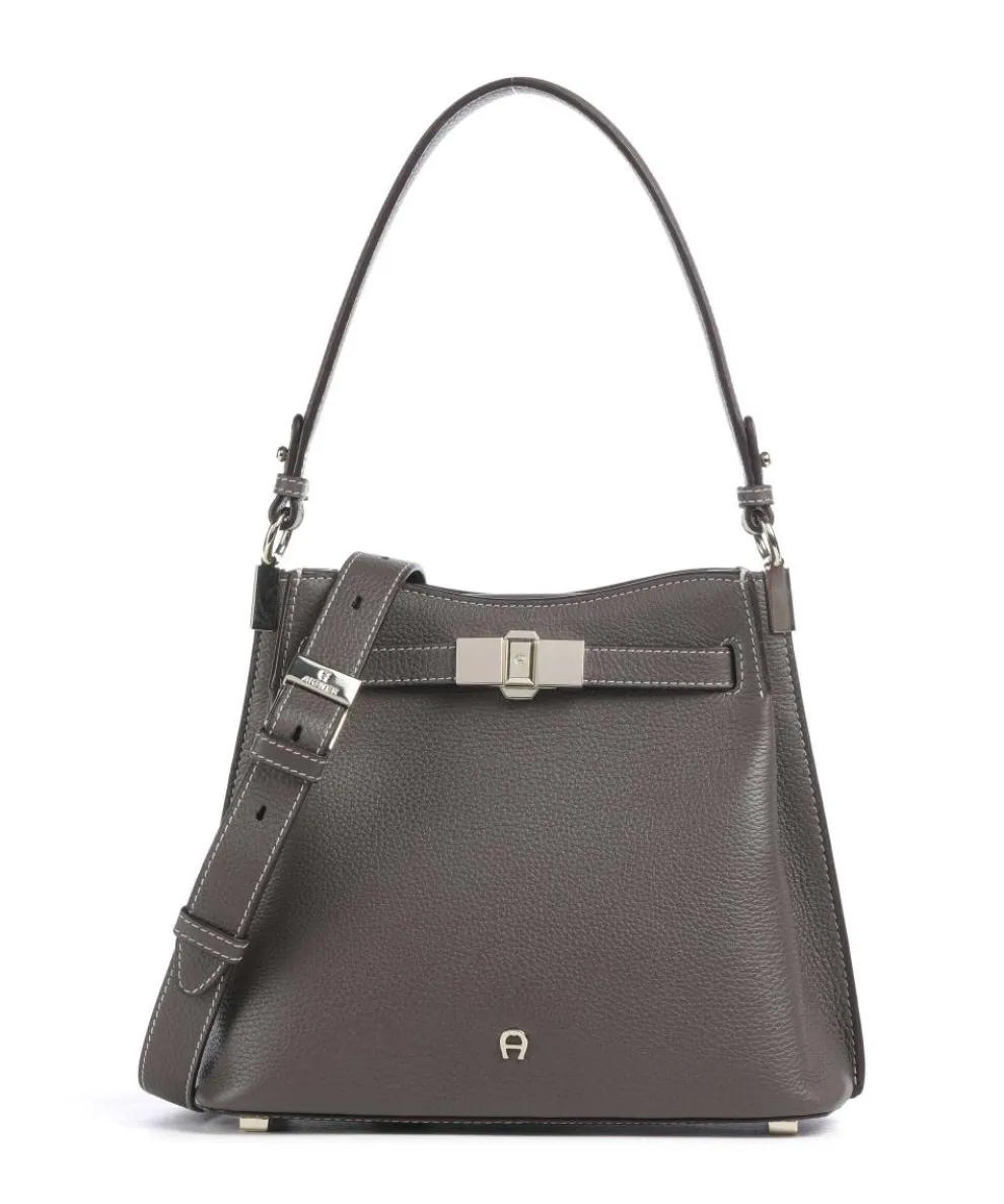Farah M Hobo bag grained cow leather taupe
