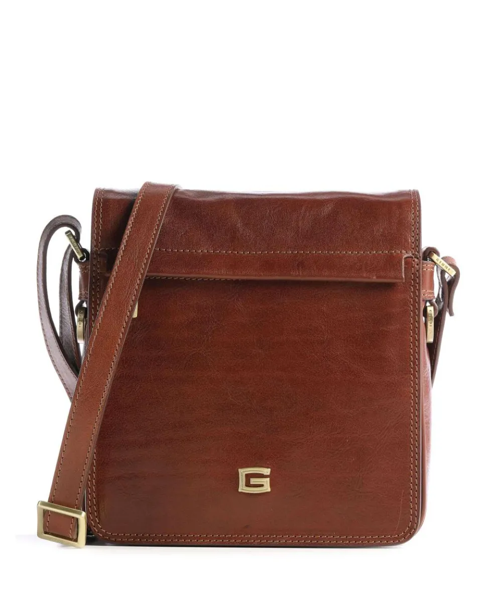 Crossbody bag grained cow leather brown