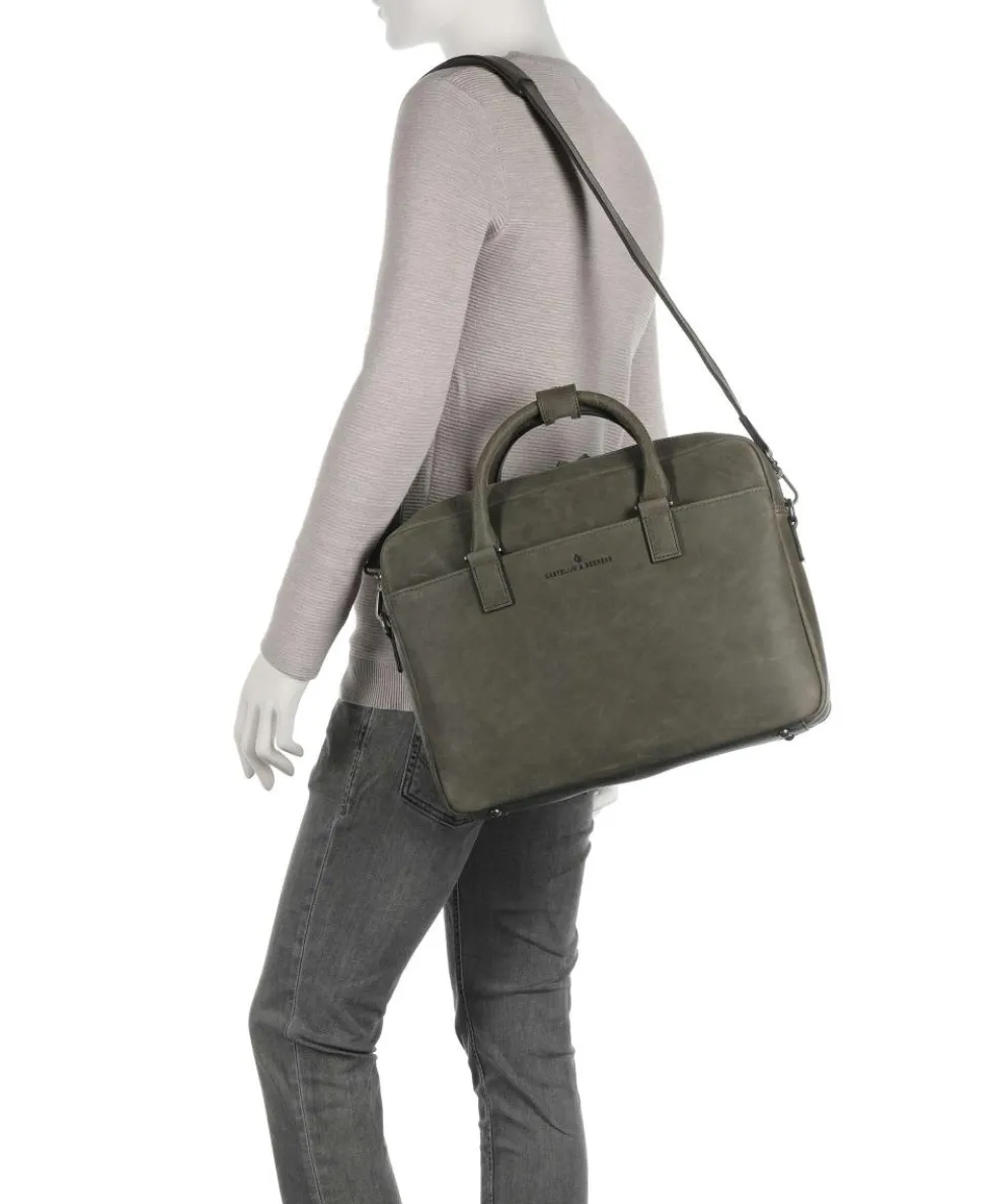 Carisma RFID Briefcase 15″ brushed cow leather dark green