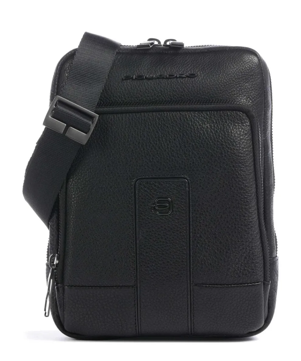 Carl Crossbody bag 10″ grained cow leather black