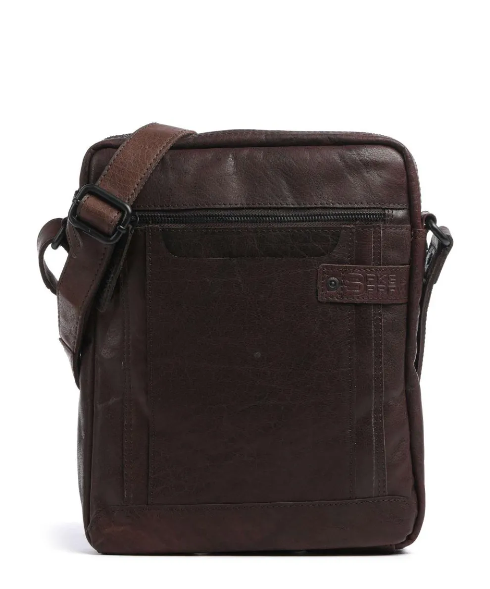 Bronco Jayed Crossbody bag 13″ grained leather dark brown