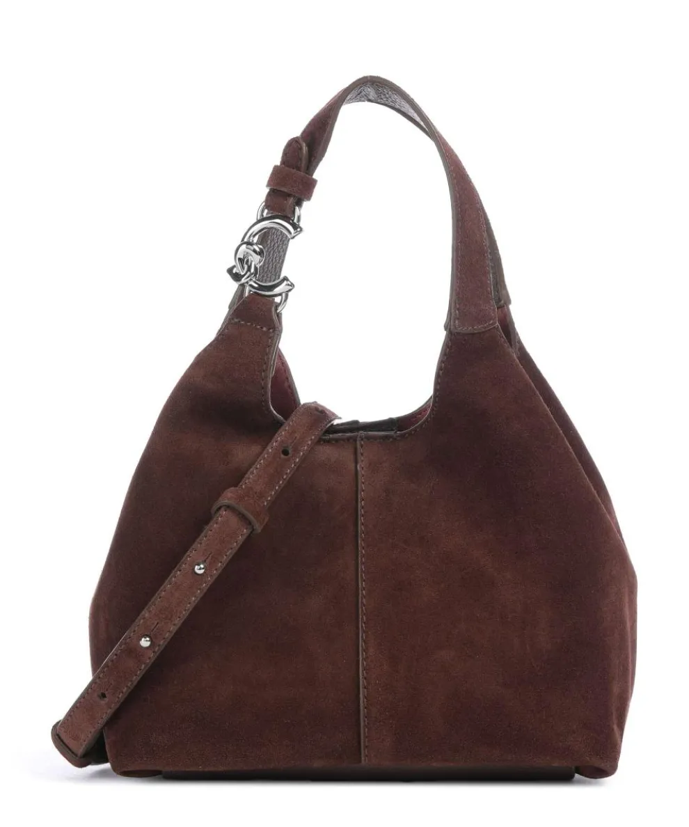 C-Easy Suede Handbag brushed cow leather dark brown