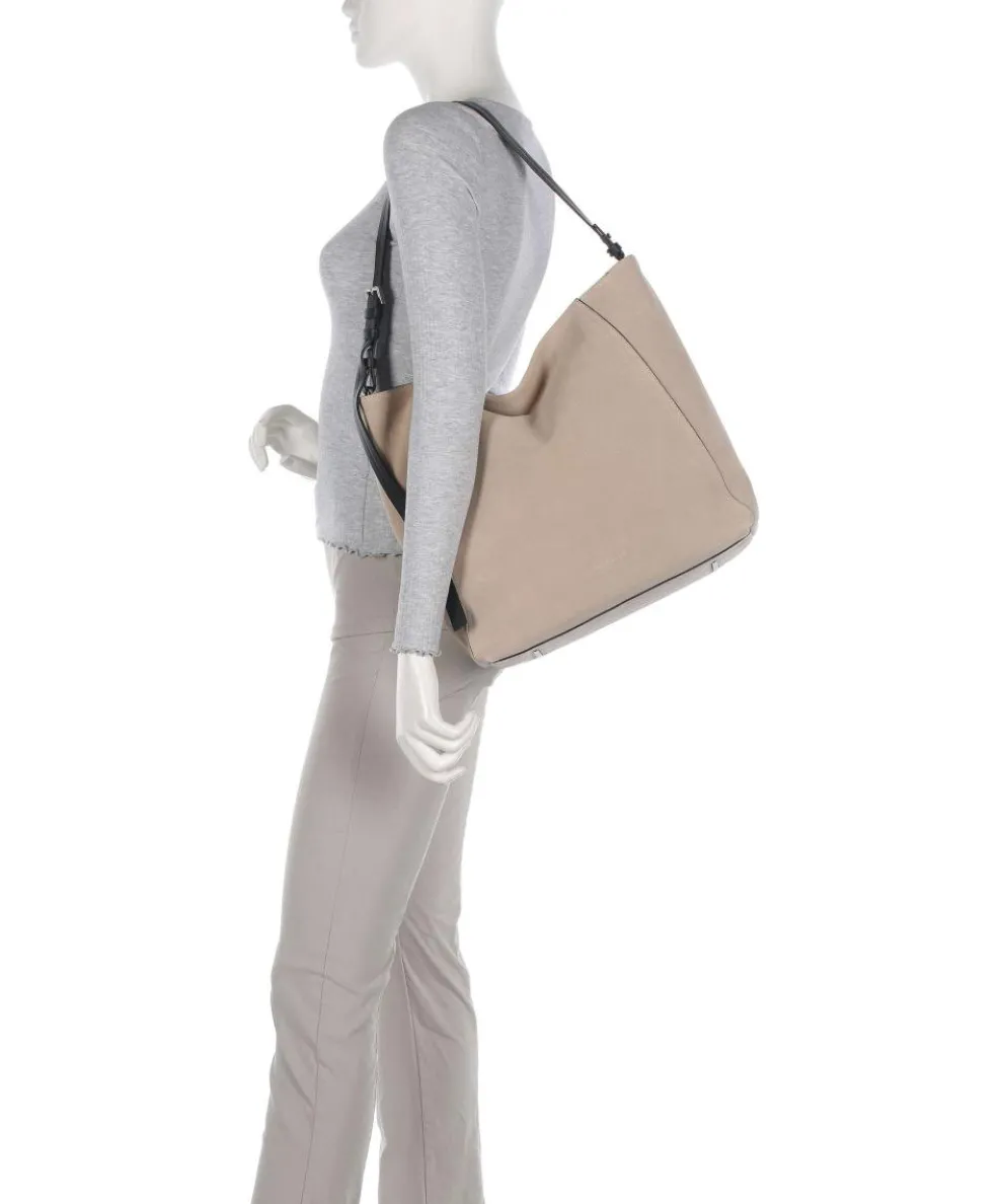 Chudy Suede L Hobo bag softly grained calfskin beige