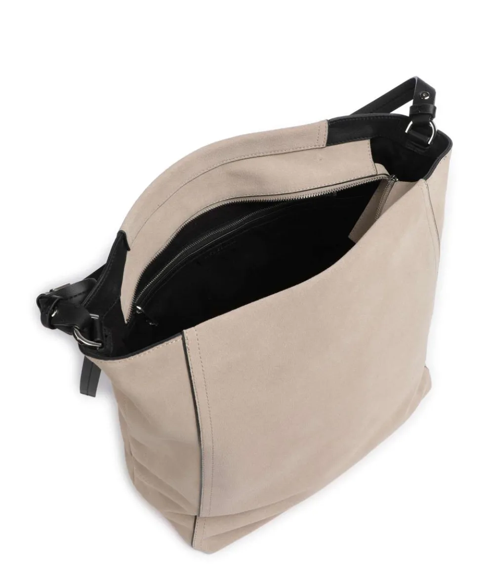 Chudy Suede L Hobo bag softly grained calfskin beige