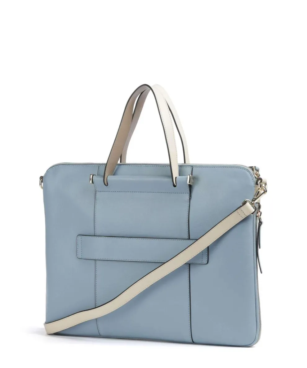 Circle Briefcase 14″ fine grain cow leather light blue