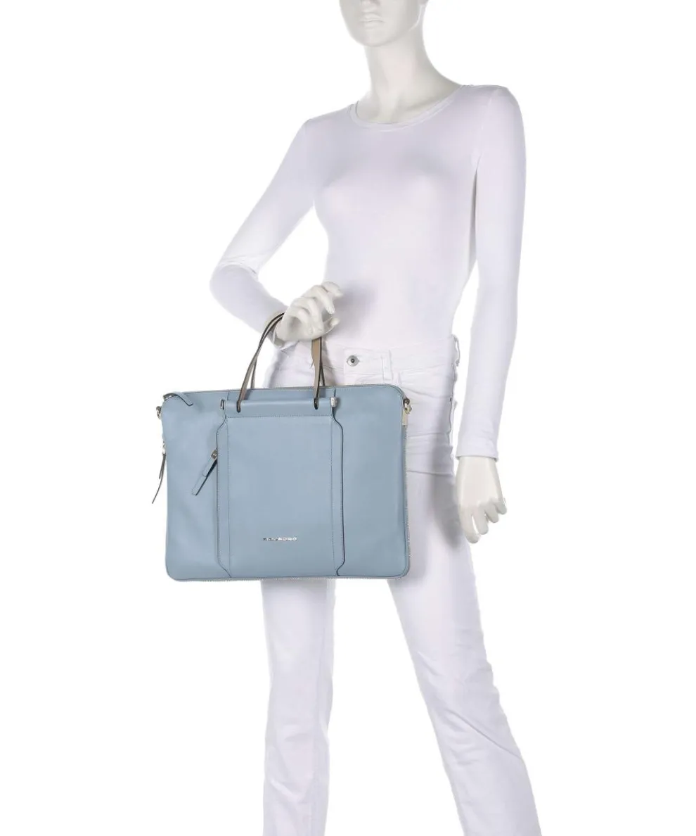 Circle Briefcase 14″ fine grain cow leather light blue