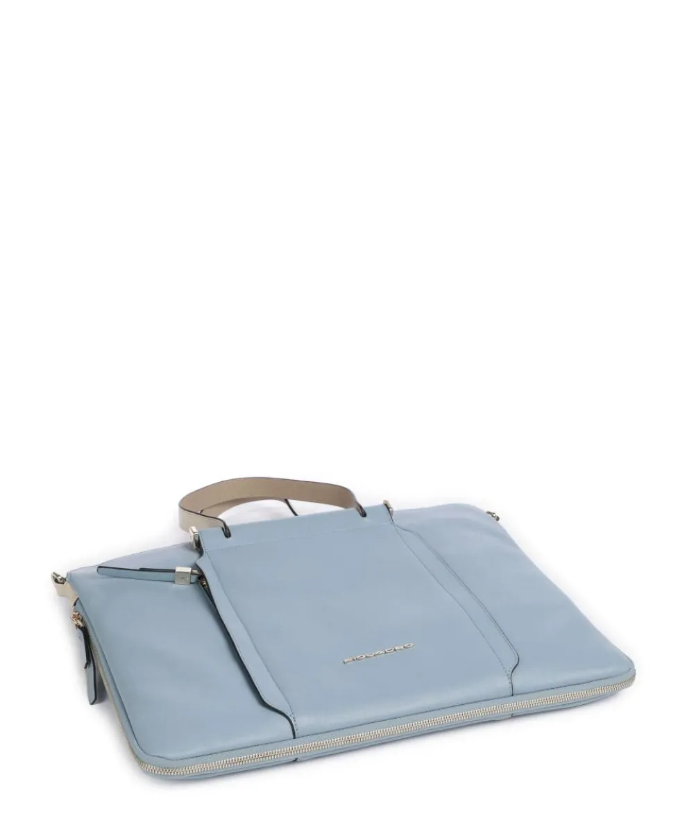 Circle Briefcase 14″ fine grain cow leather light blue