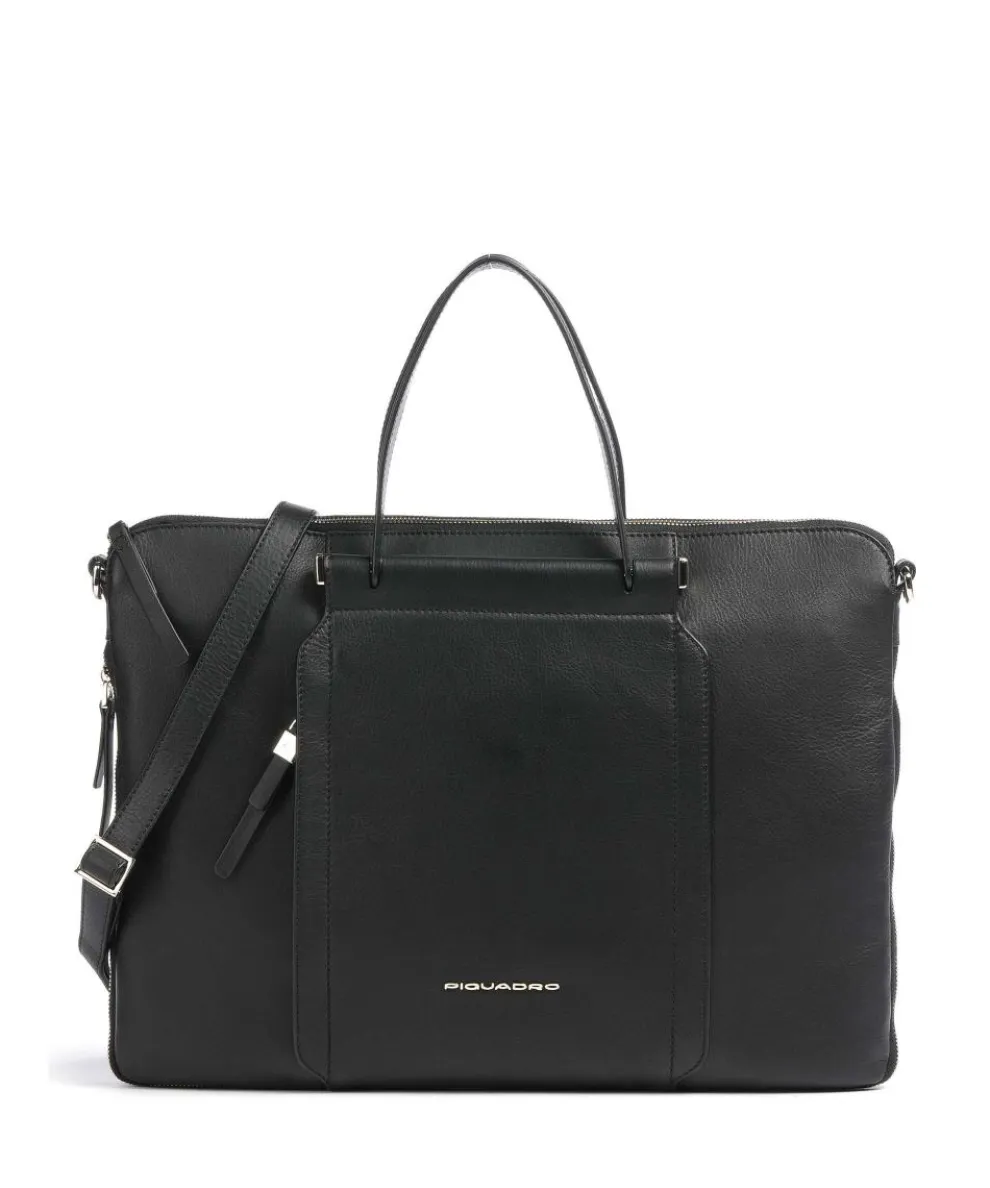 Circle Briefcase 14″ fine grain cow leather black