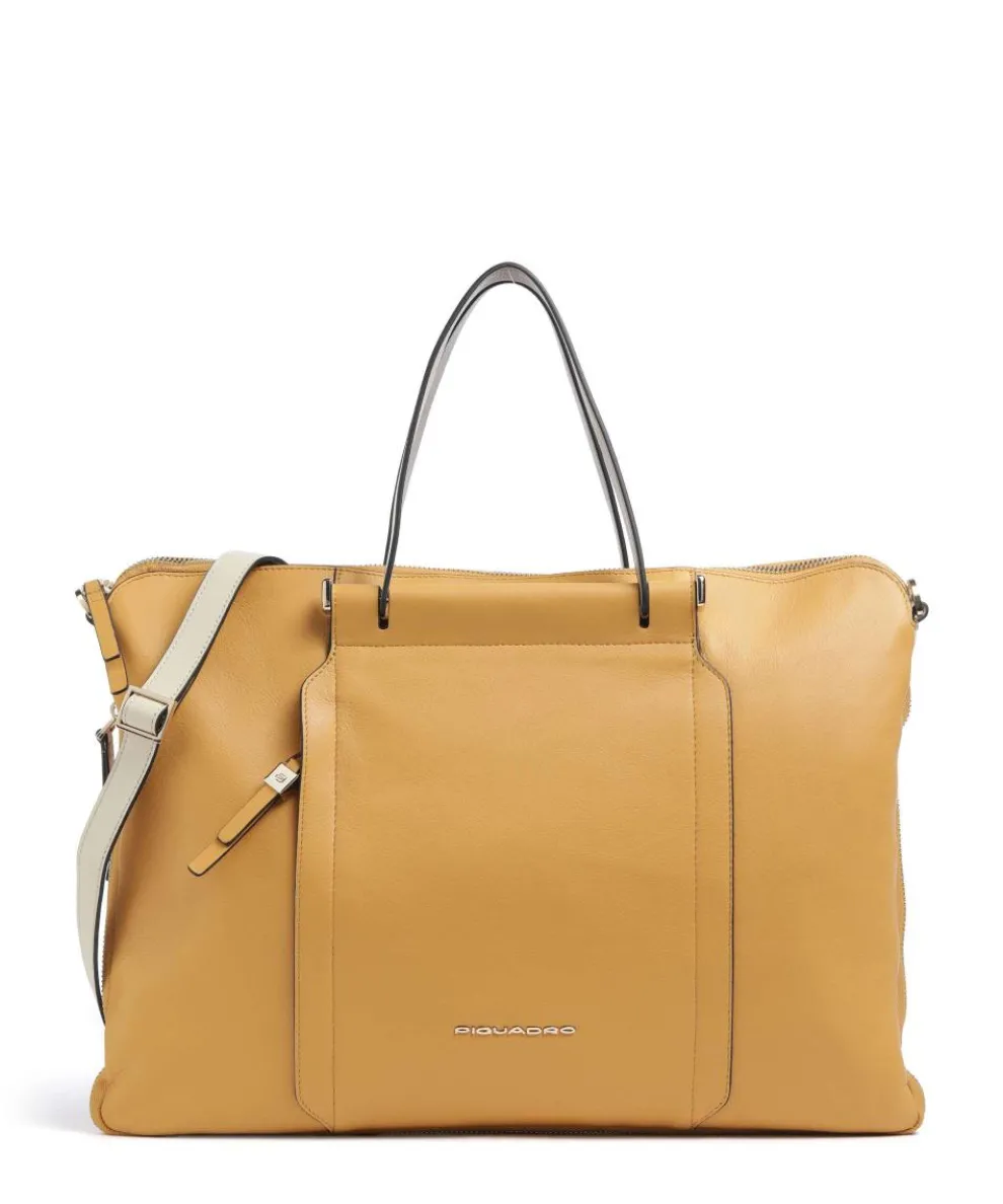 Circle Briefcase 14″ fine grain cow leather ochre
