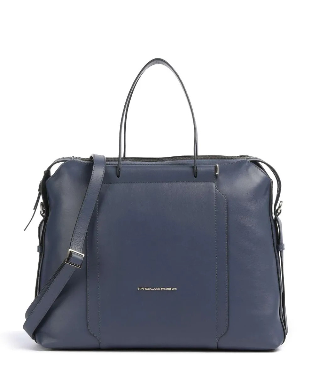 Circle Briefcase 14″ grained leather dark blue