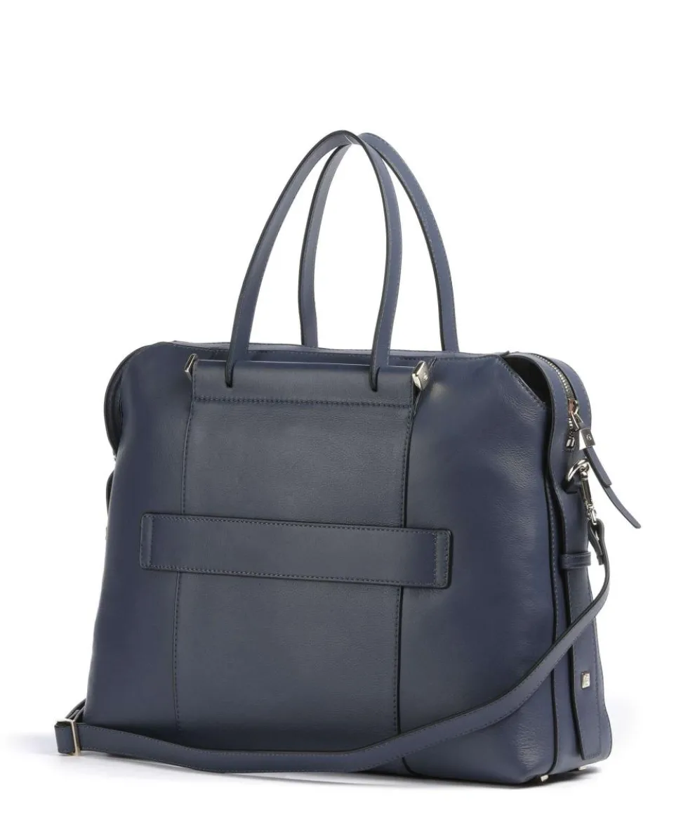 Circle Briefcase 14″ grained leather dark blue