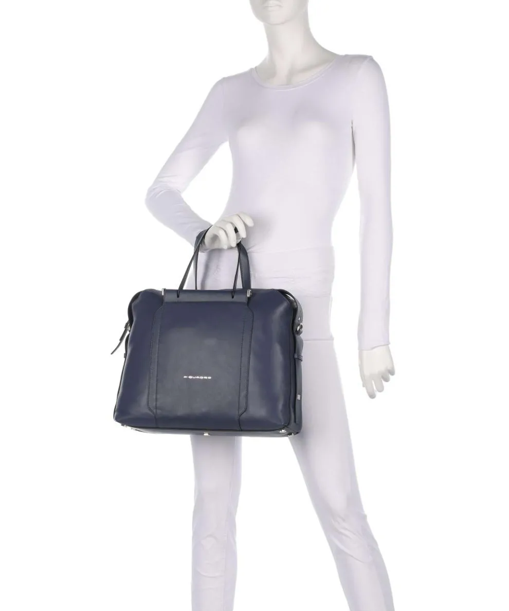 Circle Briefcase 14″ grained leather dark blue