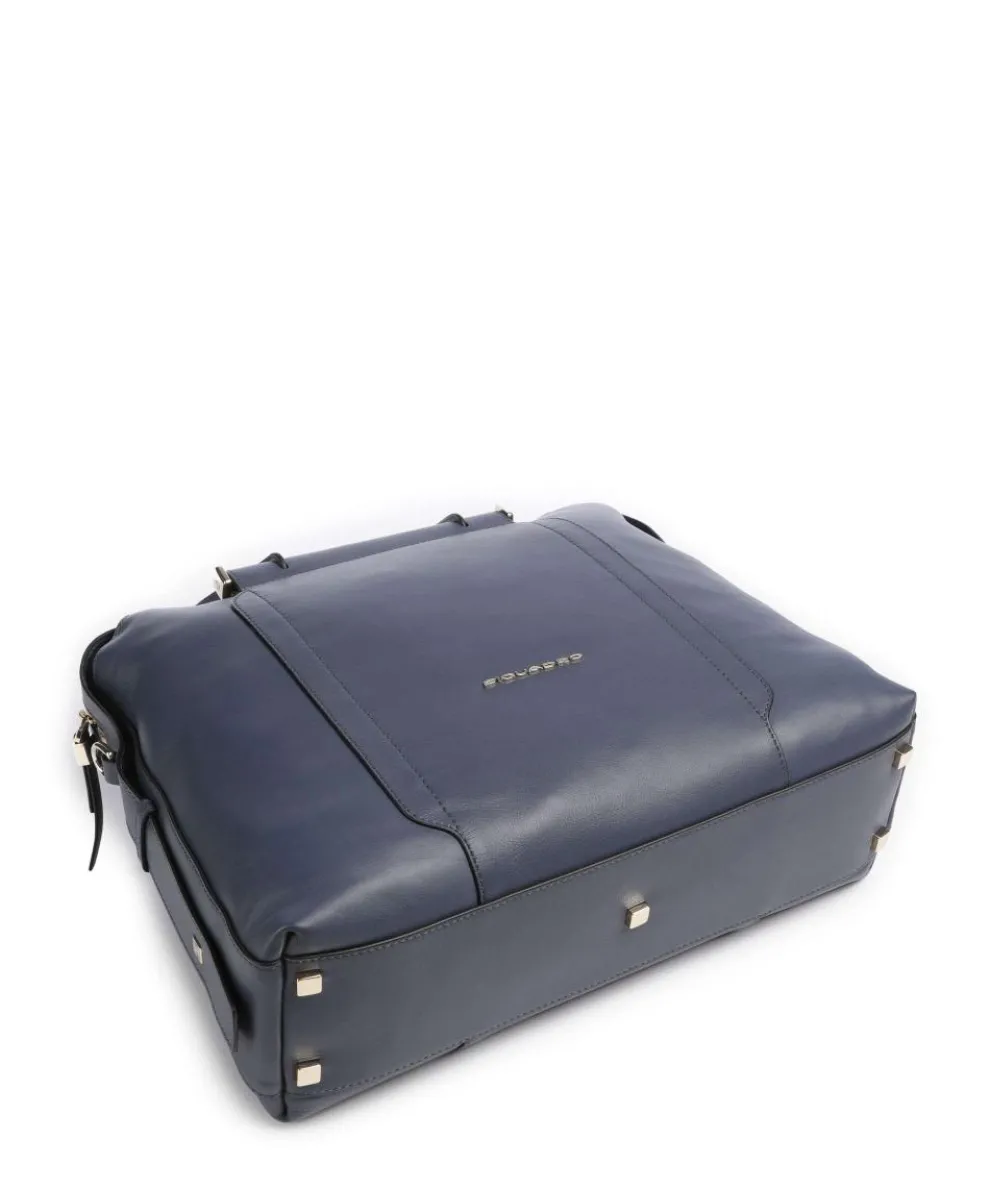 Circle Briefcase 14″ grained leather dark blue