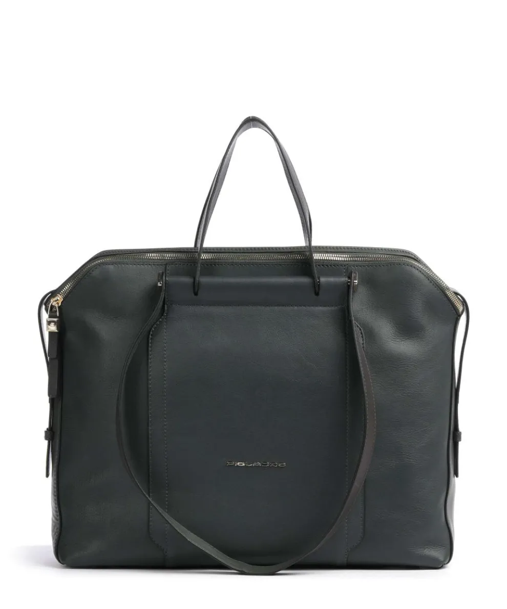 Circle Briefcase 14″ fine grain cow leather dark green