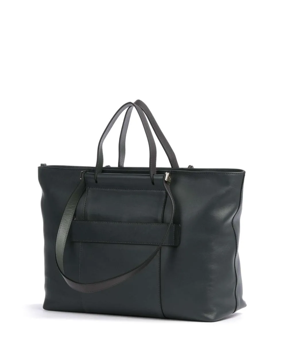 Circle Tote bag 15″ fine grain cow leather dark green