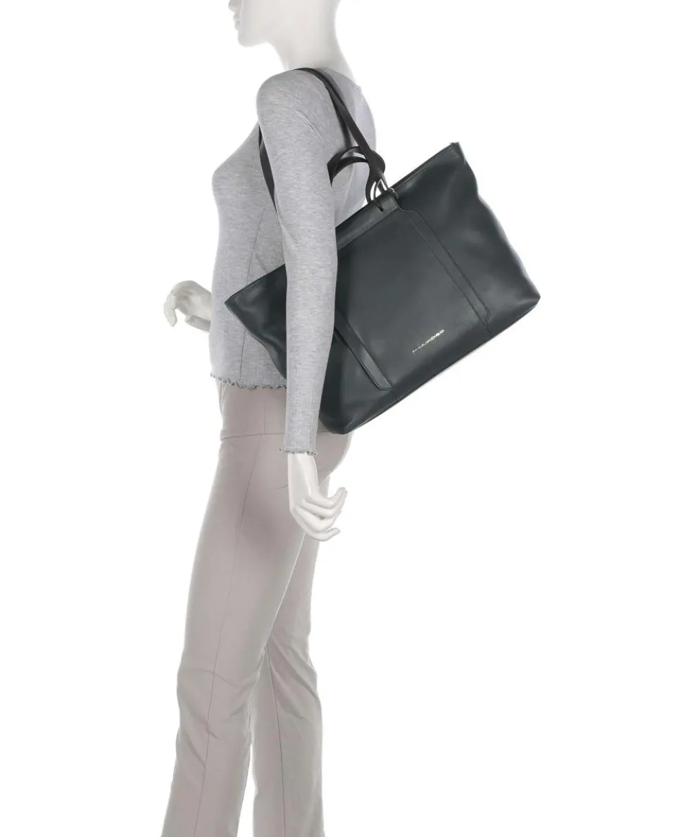 Circle Tote bag 15″ fine grain cow leather dark green