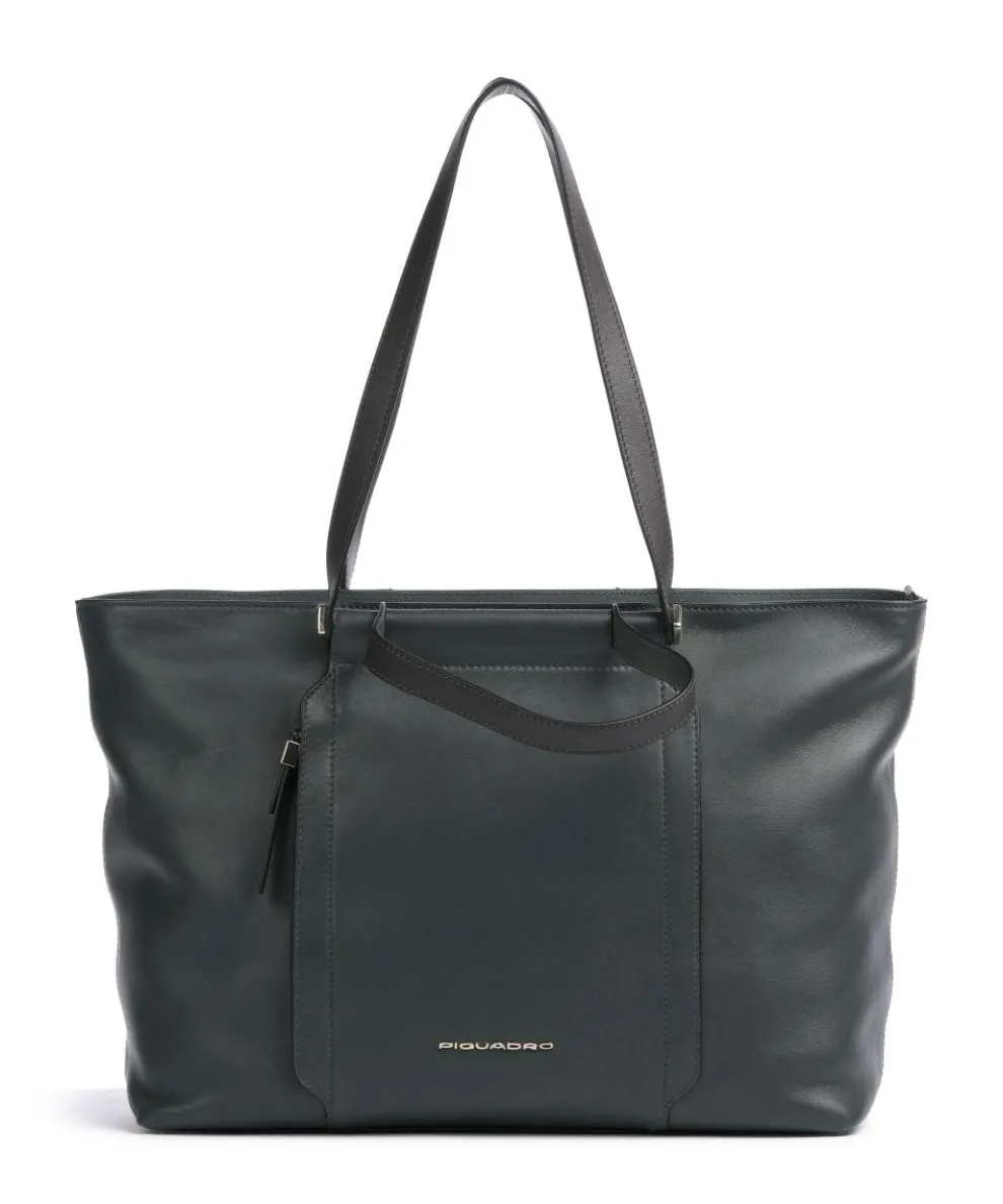 Circle Tote bag 15″ fine grain cow leather dark green