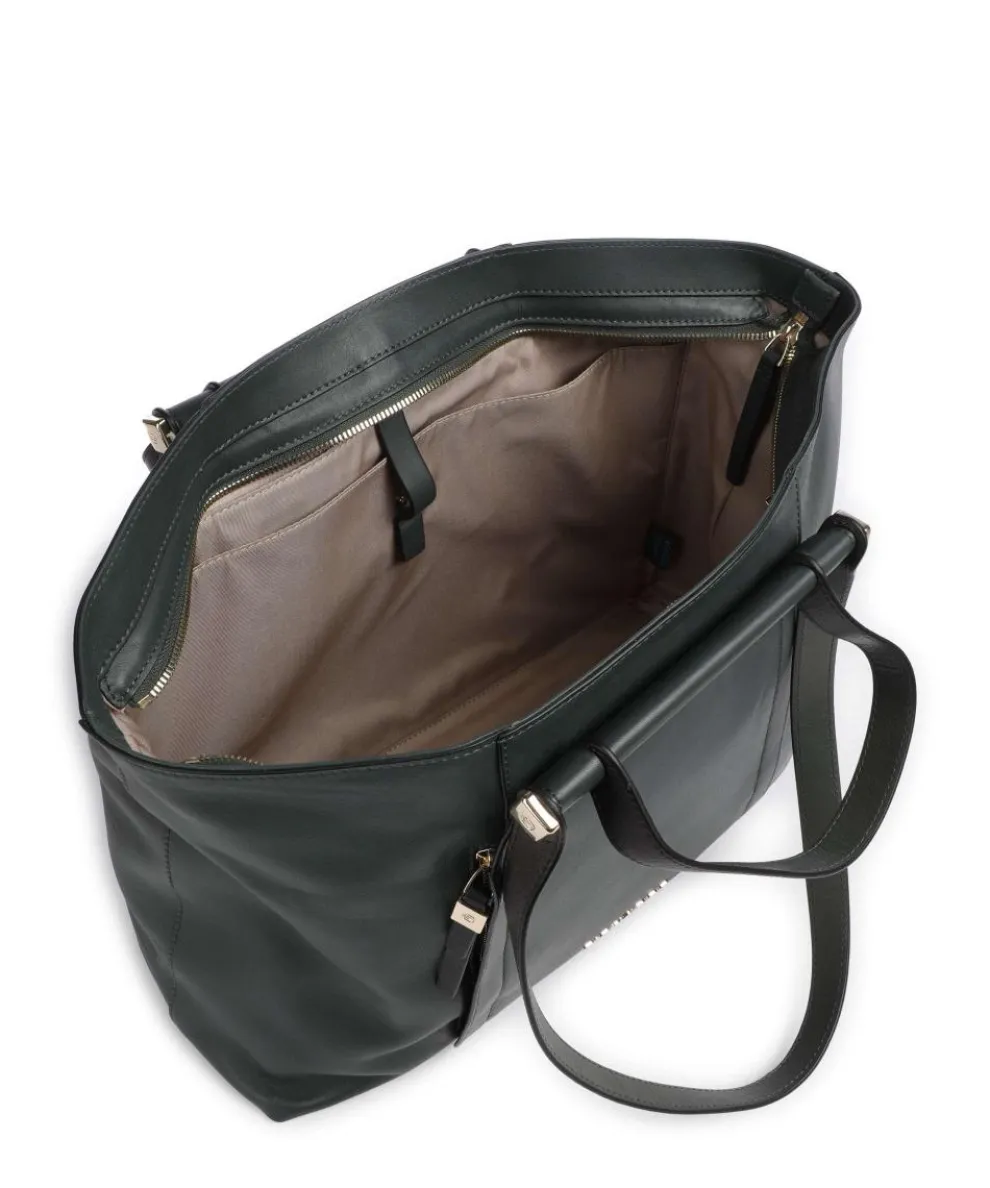 Circle Tote bag 15″ fine grain cow leather dark green