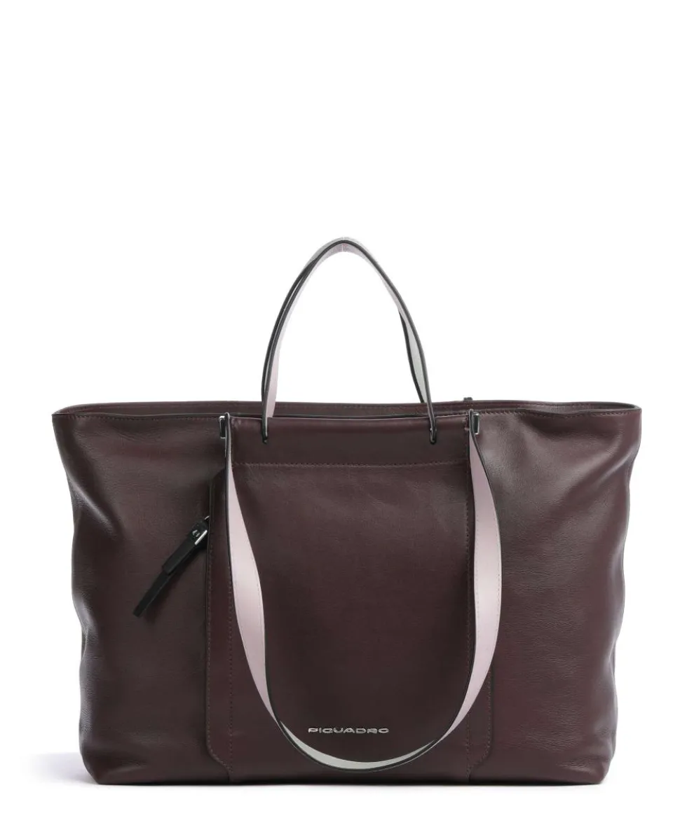 Circle Tote bag 15″ fine grain cow leather aubergine