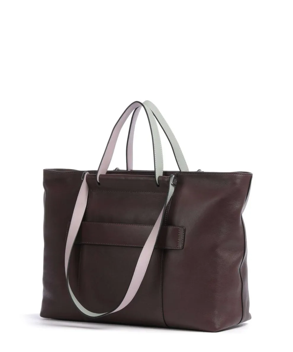 Circle Tote bag 15″ fine grain cow leather aubergine