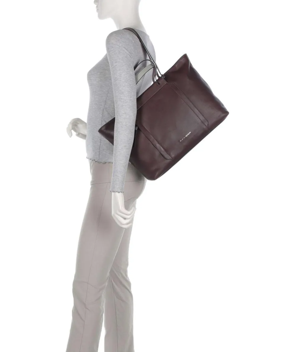 Circle Tote bag 15″ fine grain cow leather aubergine