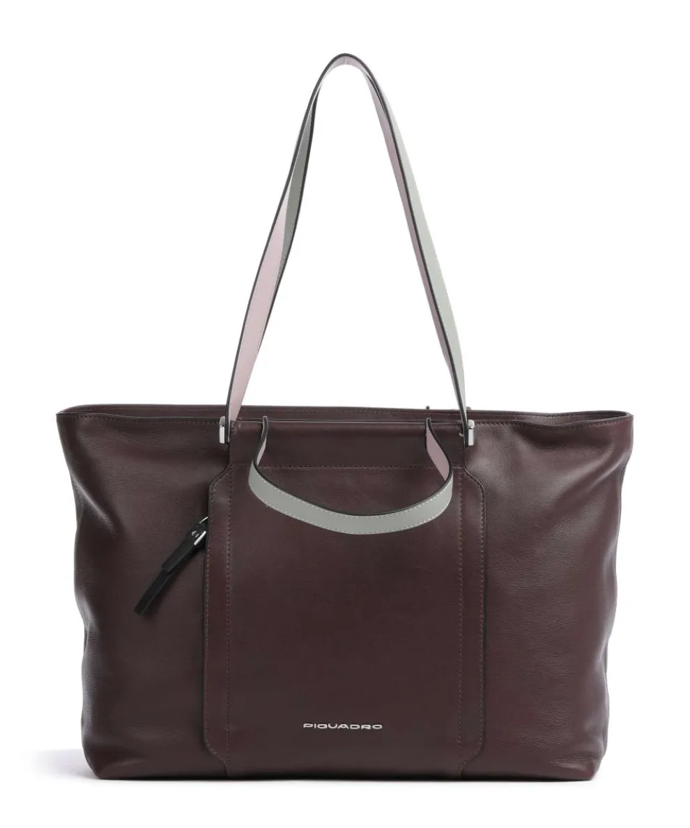 Circle Tote bag 15″ fine grain cow leather aubergine
