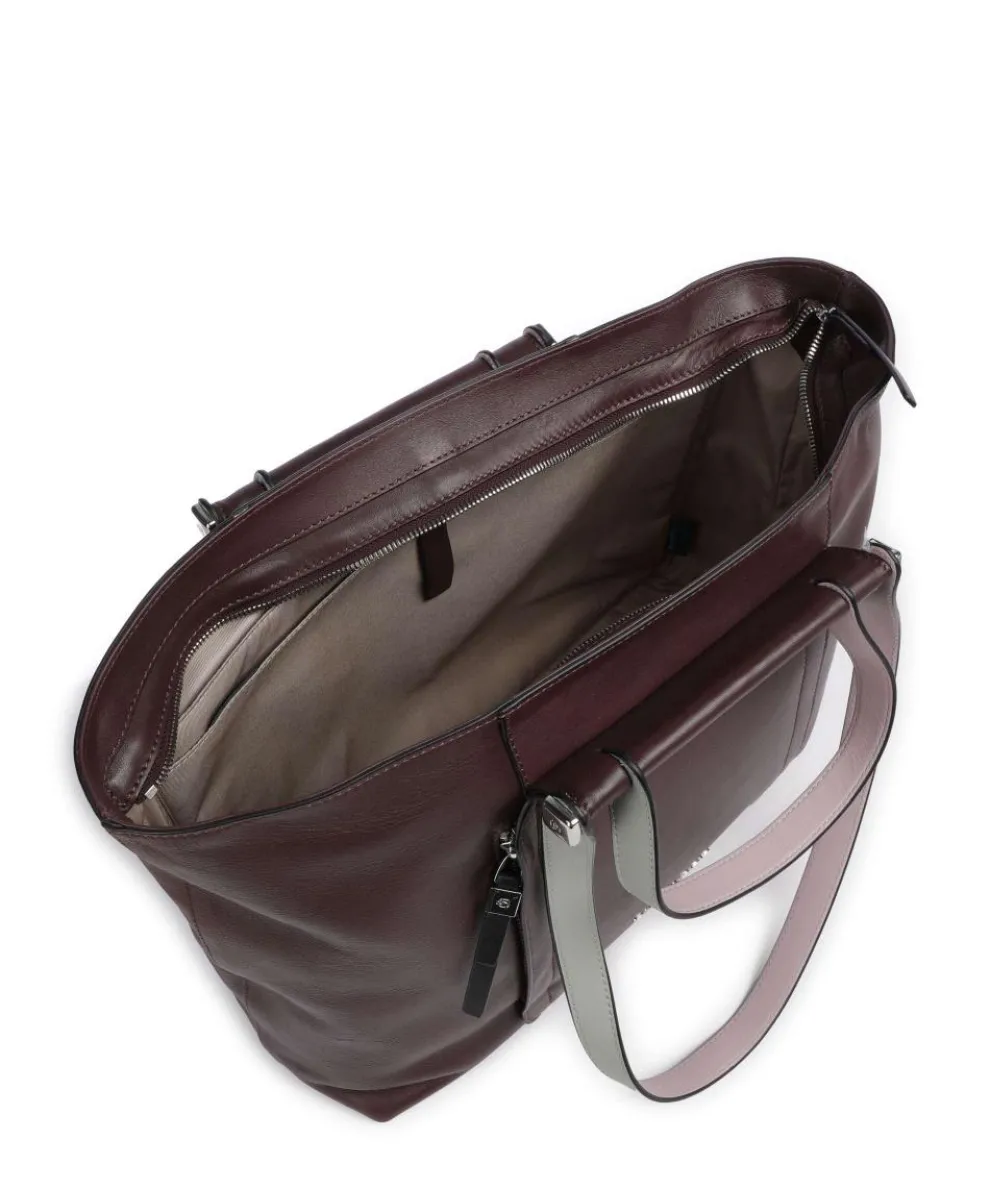 Circle Tote bag 15″ fine grain cow leather aubergine