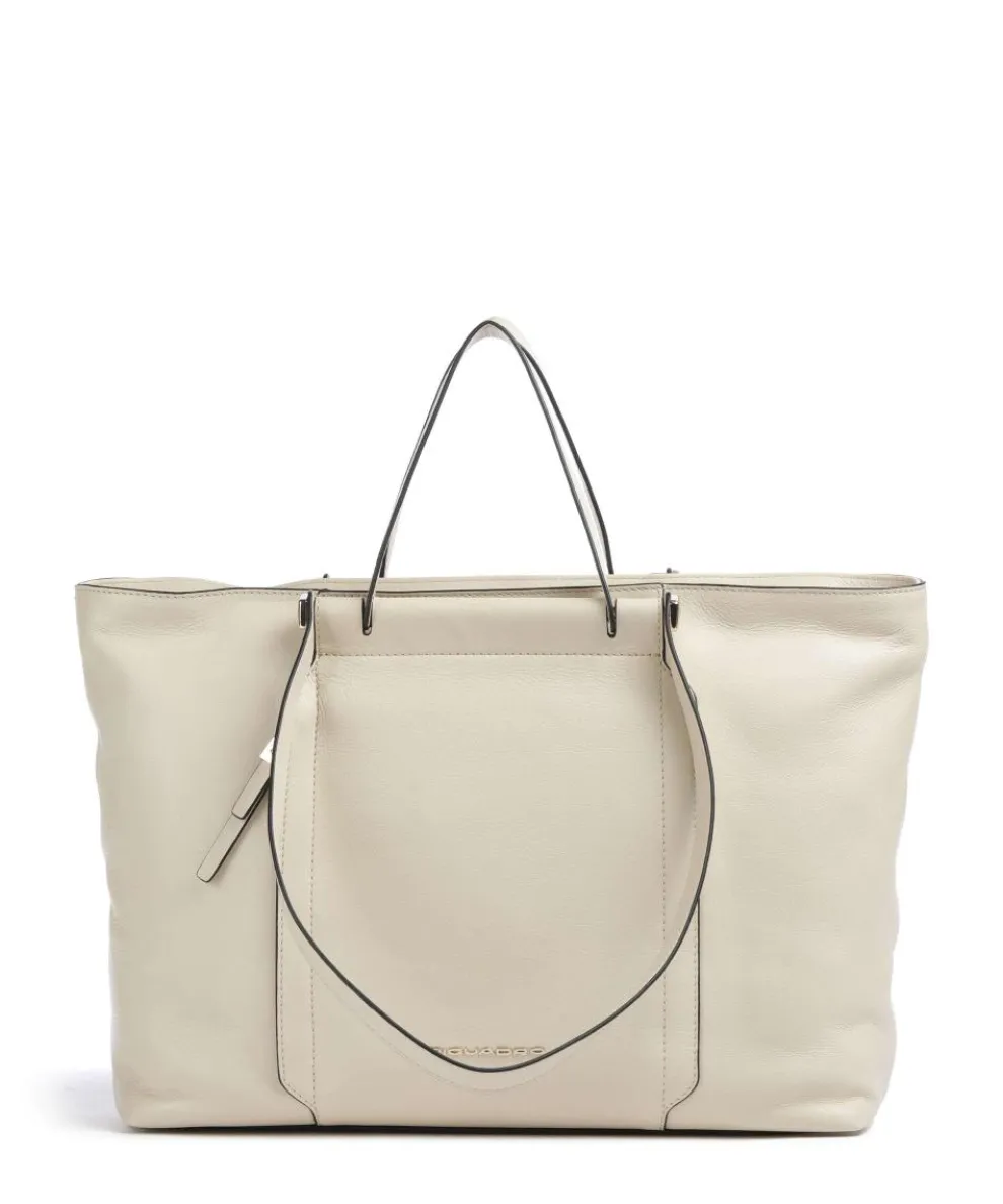 Circle Tote bag 15″ fine grain cow leather cream