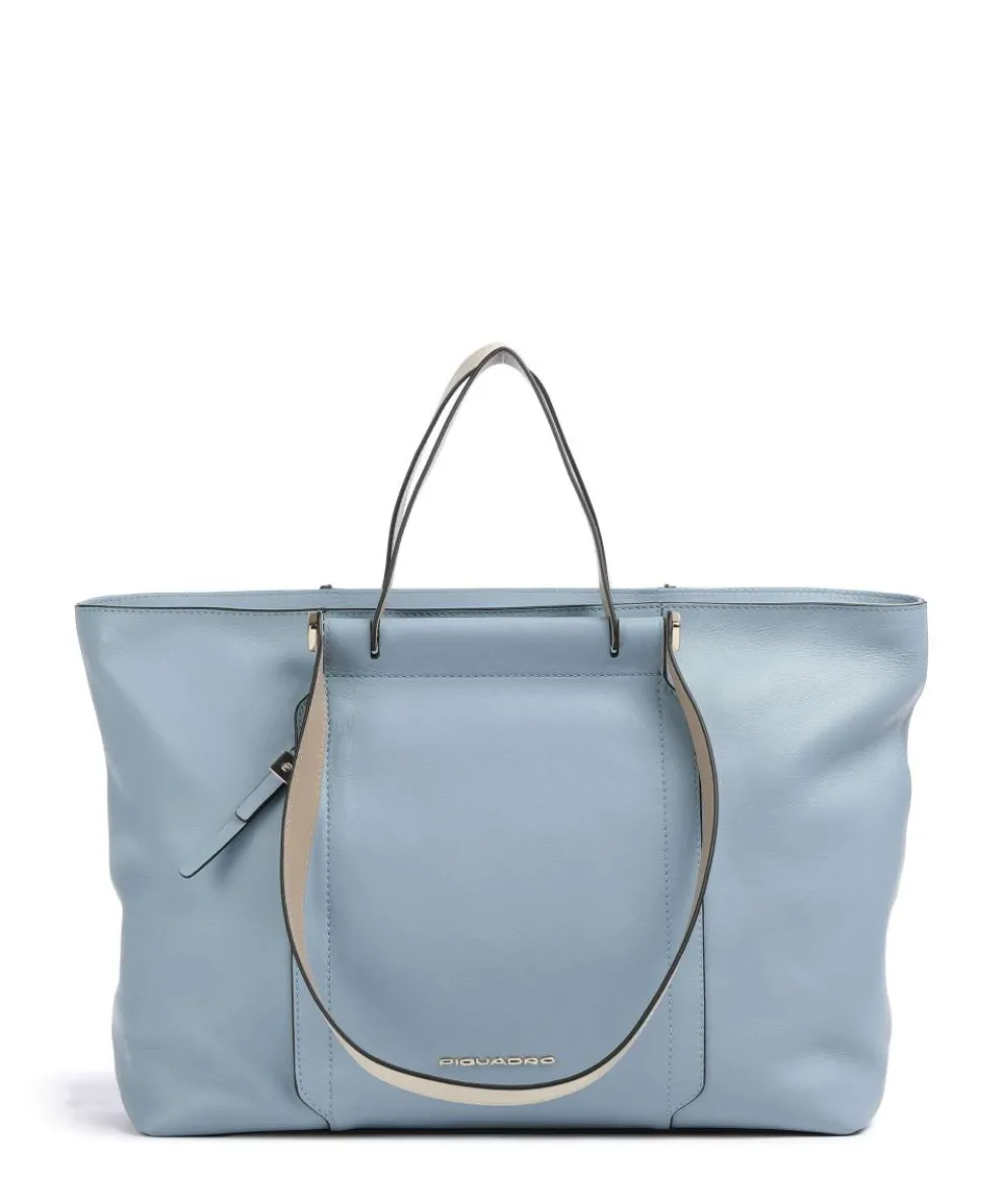 Circle Tote bag 15″ fine grain cow leather light blue