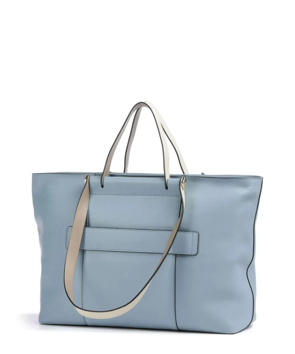 Circle Tote bag 15″ fine grain cow leather light blue