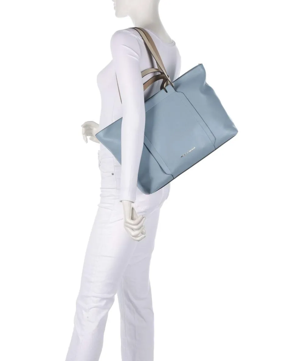 Circle Tote bag 15″ fine grain cow leather light blue