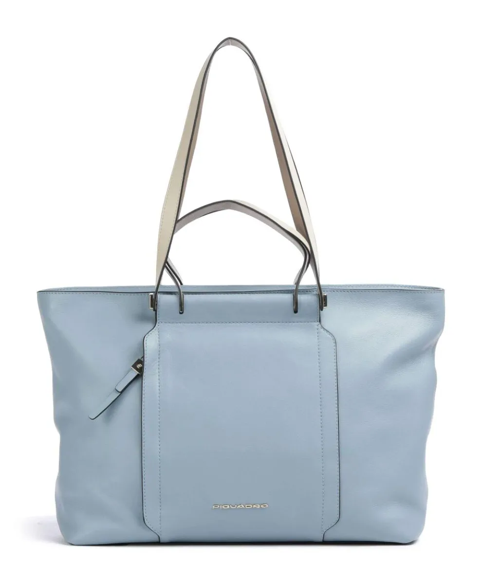 Circle Tote bag 15″ fine grain cow leather light blue
