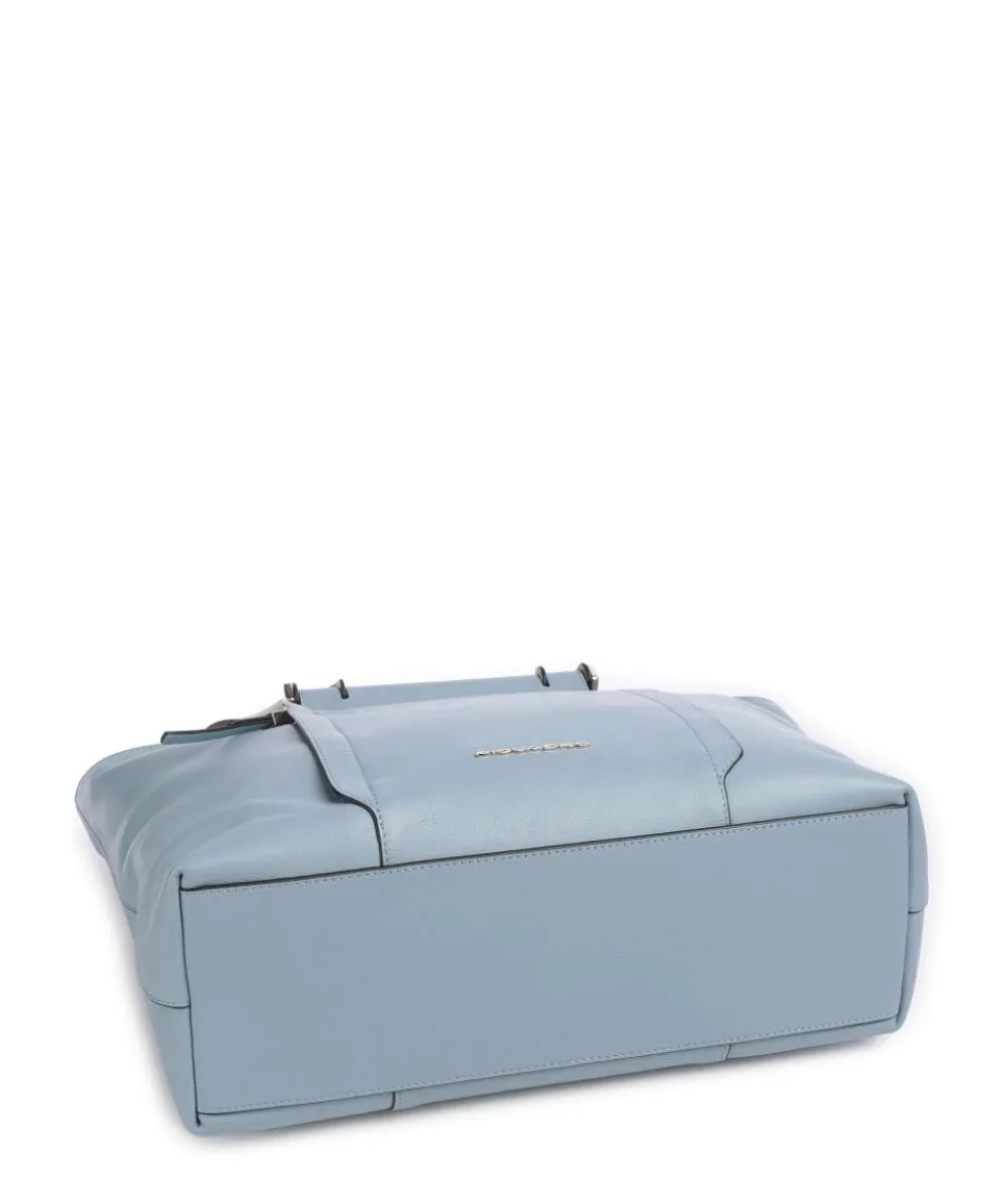 Circle Tote bag 15″ fine grain cow leather light blue