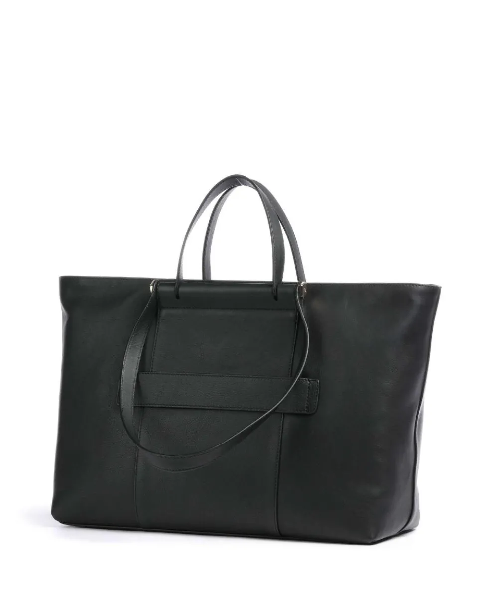 Circle Tote bag 15″ fine grain cow leather black