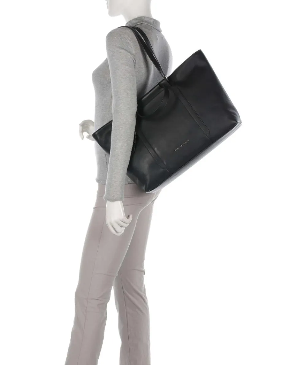 Circle Tote bag 15″ fine grain cow leather black