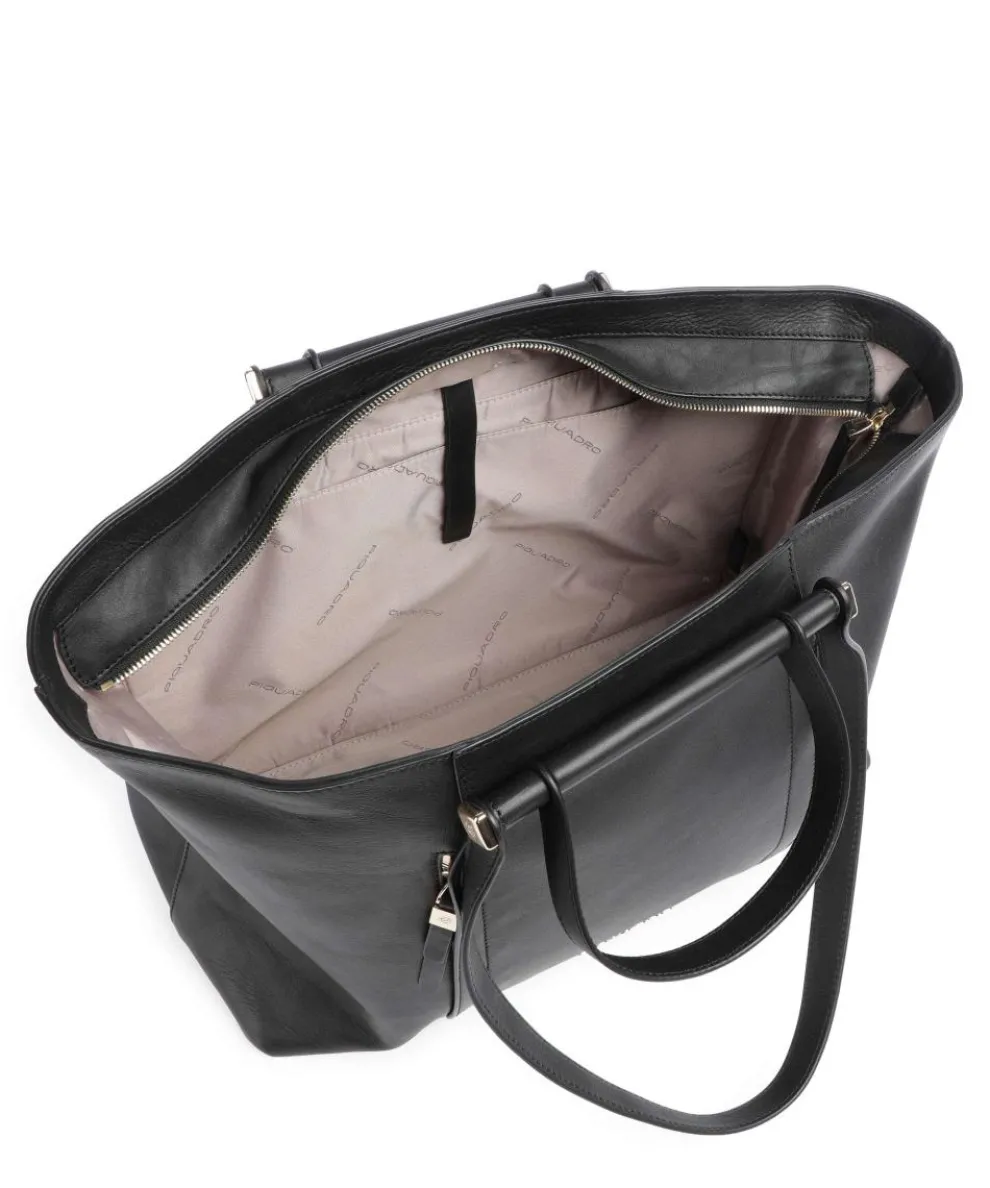 Circle Tote bag 15″ fine grain cow leather black