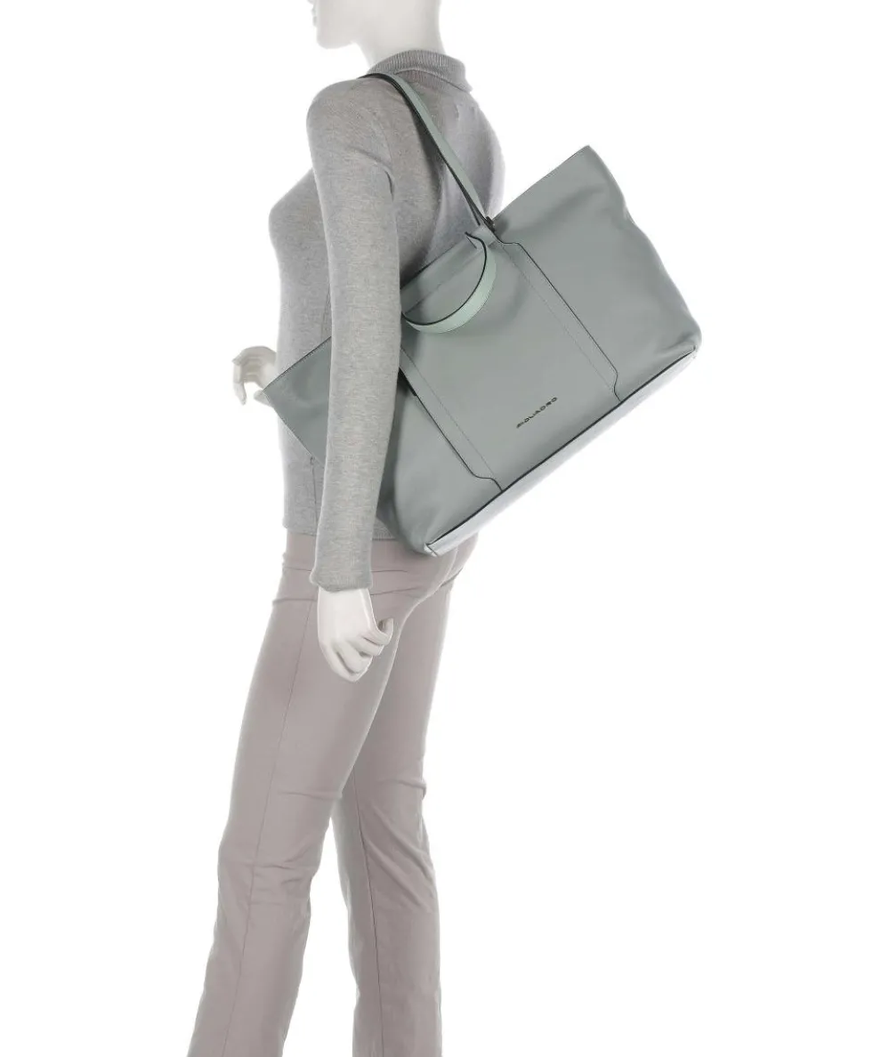 Circle Tote bag 15″ fine grain cow leather mint green