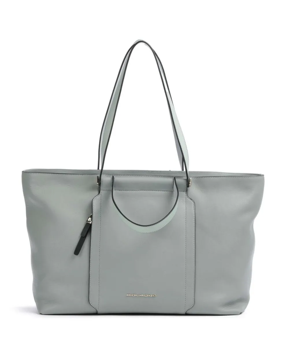 Circle Tote bag 15″ fine grain cow leather mint green