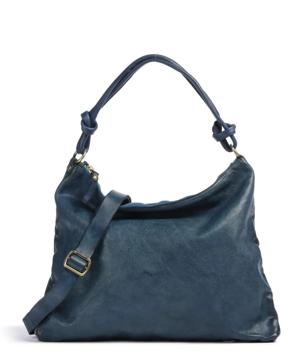 Hobo bag fine grain cow leather dark blue
