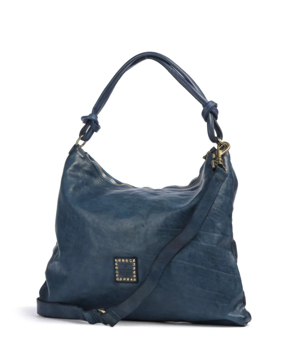 Hobo bag fine grain cow leather dark blue