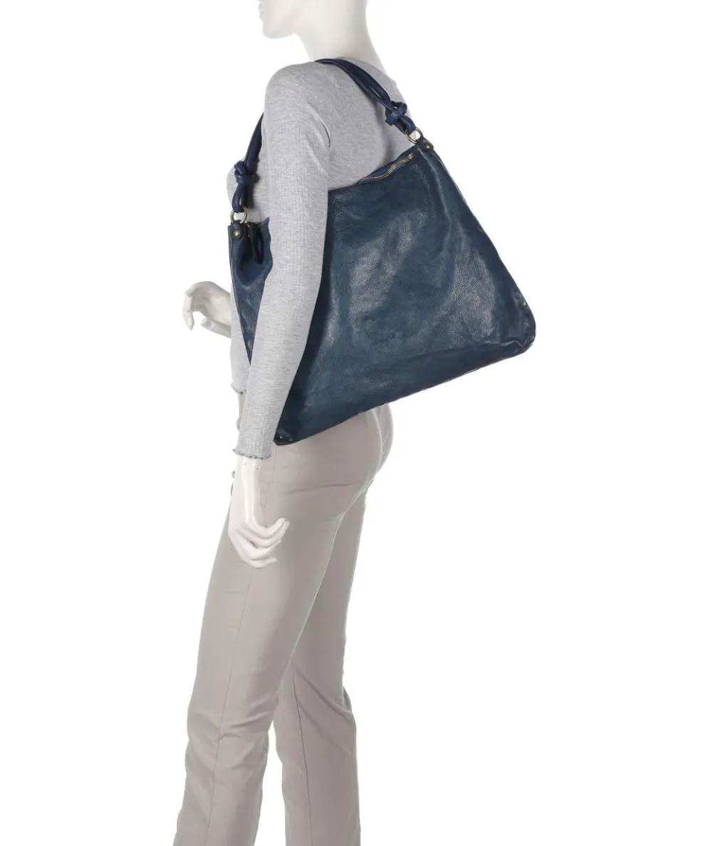 Hobo bag fine grain cow leather dark blue