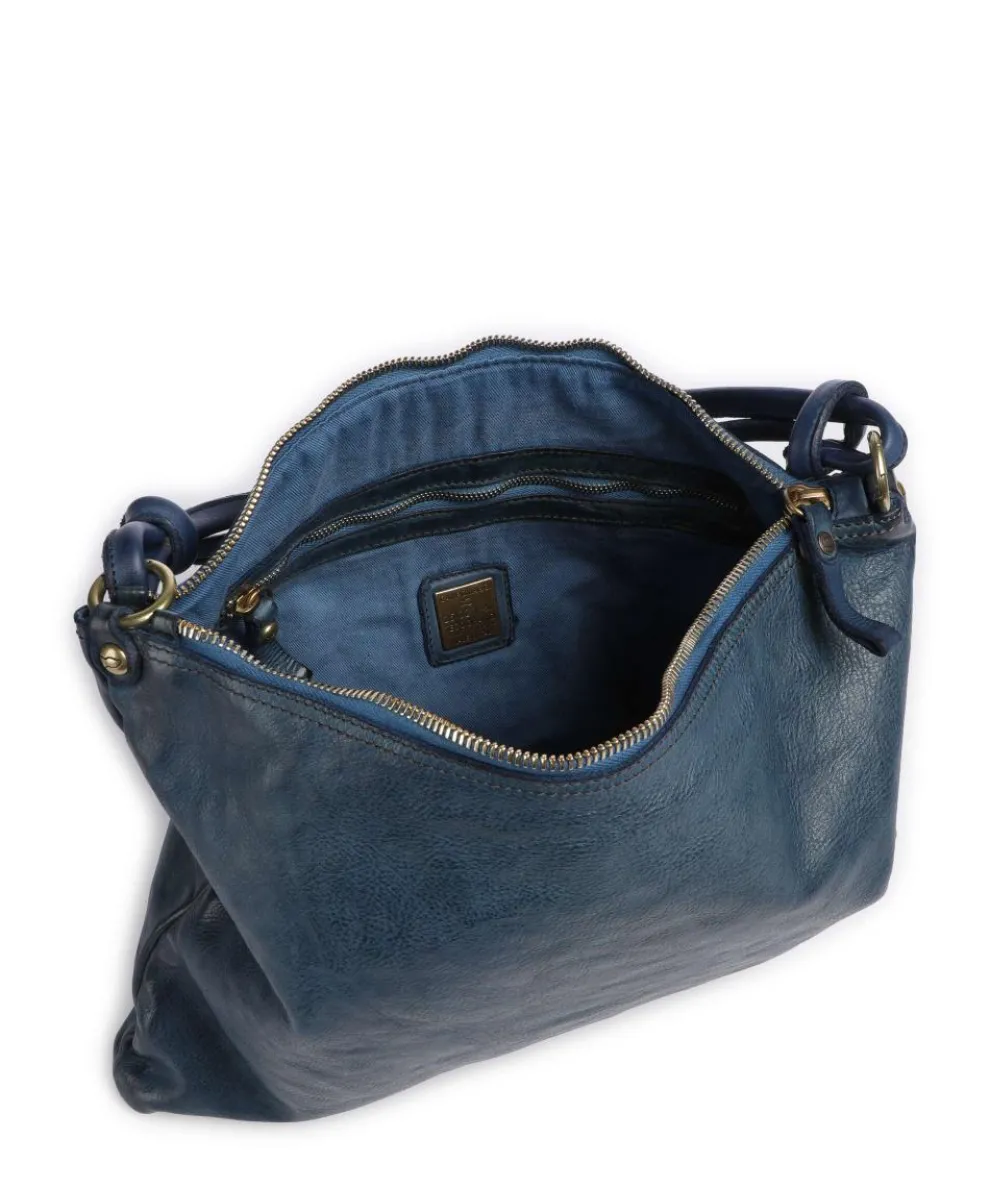 Hobo bag fine grain cow leather dark blue