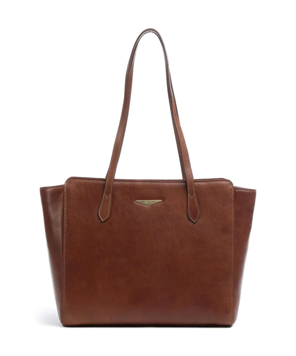 Classic Giudi Tote bag fine grain cow leather brown