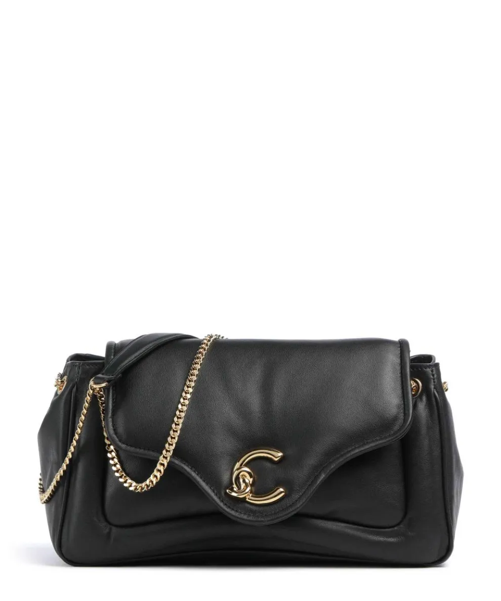 C-Me Fluffy Shoulder bag fine grain cow leather black