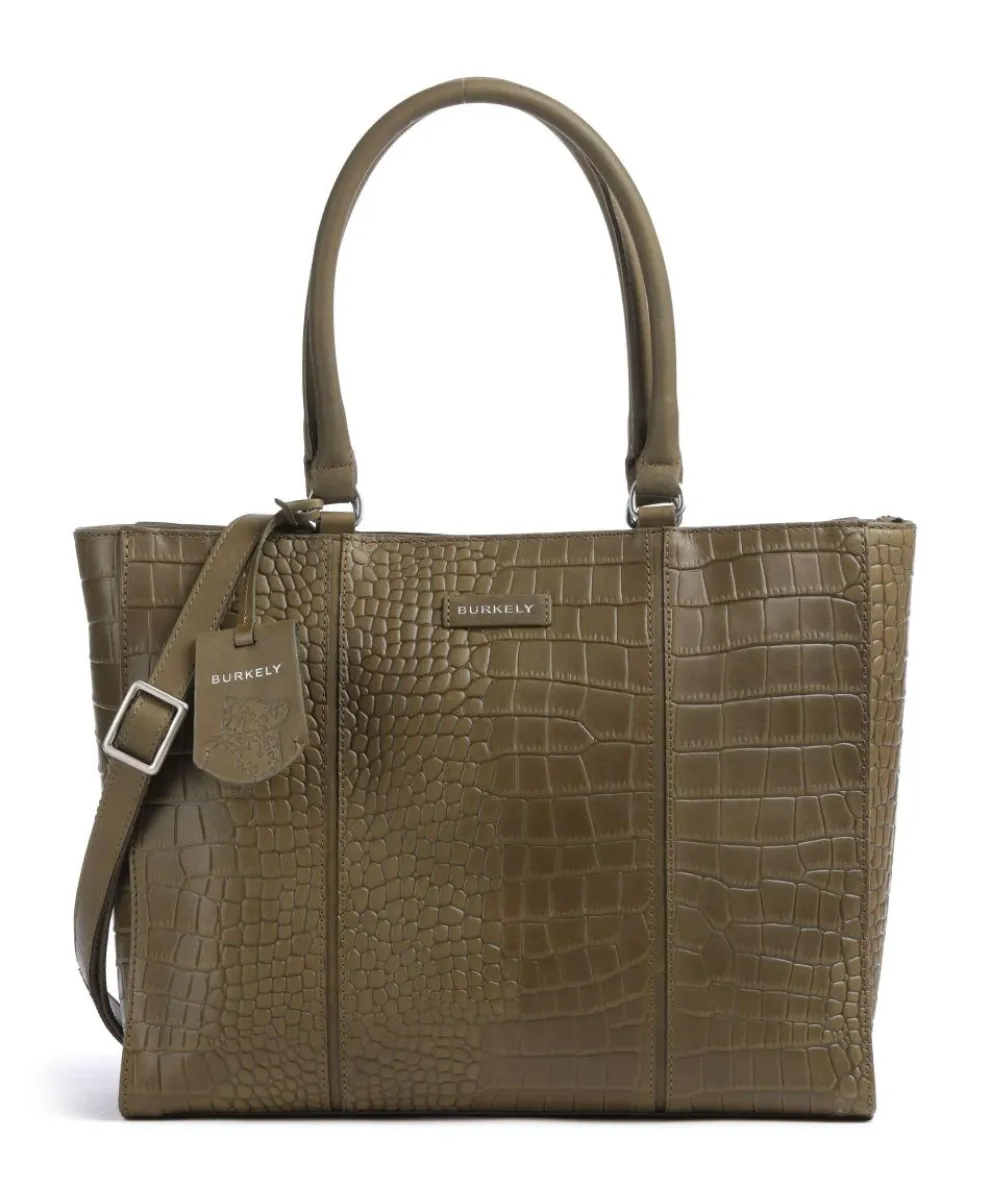 Cool Colbie Tote bag 14″ embossed leather olive-green
